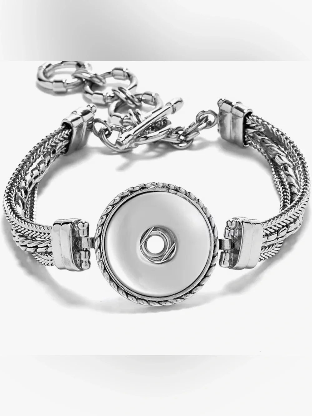 Ginger Snaps Silver Snap Button Bracelet with 2 snaps Women’s Adjustable Jewelry